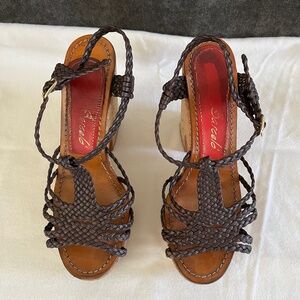 Paloma Barcelo Cork and leather platform wedges size 39
